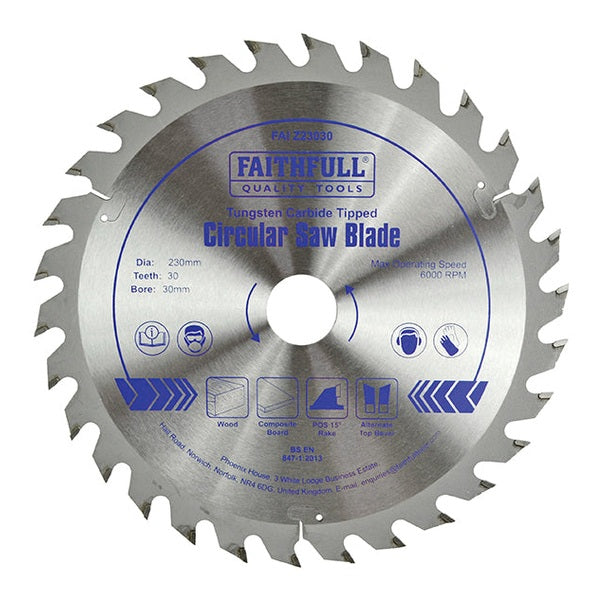 Faithfull TCT Circular Saw Blade 230 x 30mm x 30T POS