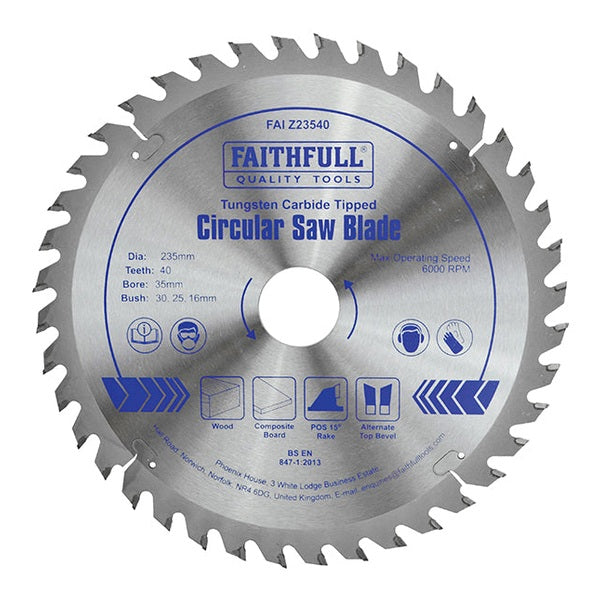 Faithfull TCT Circular Saw Blade 235 x 35mm x 40T POS
