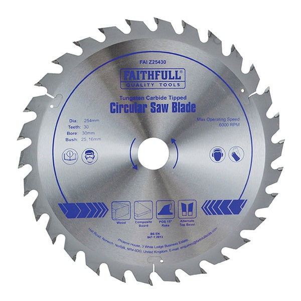Faithfull TCT Circular Saw Blade 254 x 30mm x 30T POS