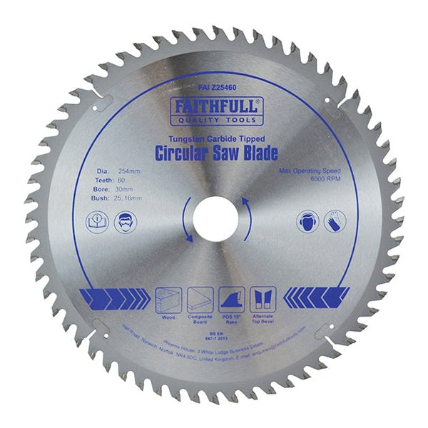 Faithfull TCT Circular Saw Blade 254 x 30mm x 60T POS