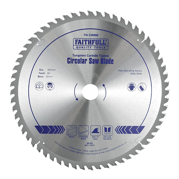 Faithfull TCT Circular Saw Blade 300 x 30mm x 60T POS