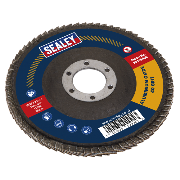 SEALEY - 115MM 40 ALUMINIUM OXIDE FLAP DISCS