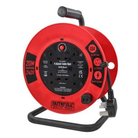 FAITHFULL CABLE REEL 240V 20M 13A 1.25MM CABLE