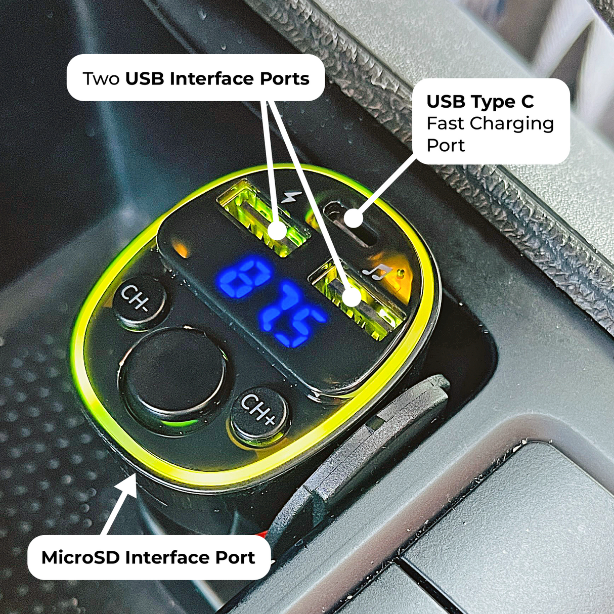 SIMPLY AUTO CAR FM TRANSMITTER BLUETOOTH CHARGER