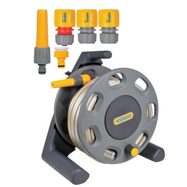Hozelock 2412 30m Freestanding Compact Hose Reel + 25m of 12.5mm Hose - Watson Hire