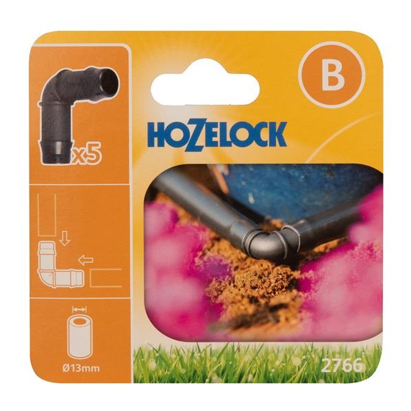 Hozelock 2766 90° Elbow Connector 13mm (Pack 5)