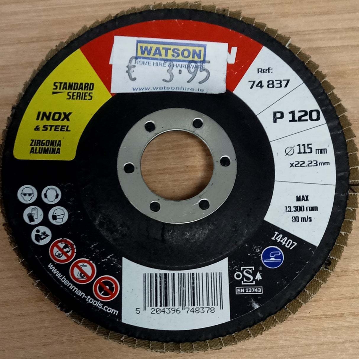 BENMAN ABRASIVE FLAP DISC, STANDARD LINE, DEPRESSED 115X120