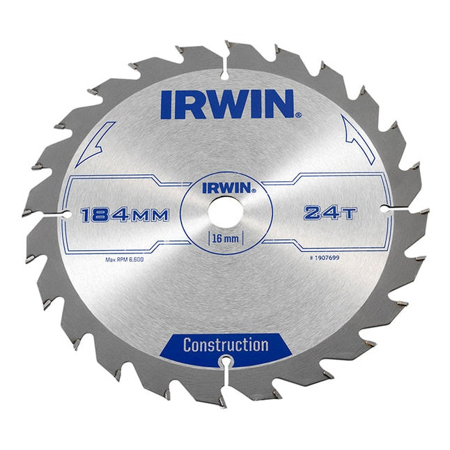 IRWIN® Construction Circular Saw Blade 184 x 16mm x 24T ATB