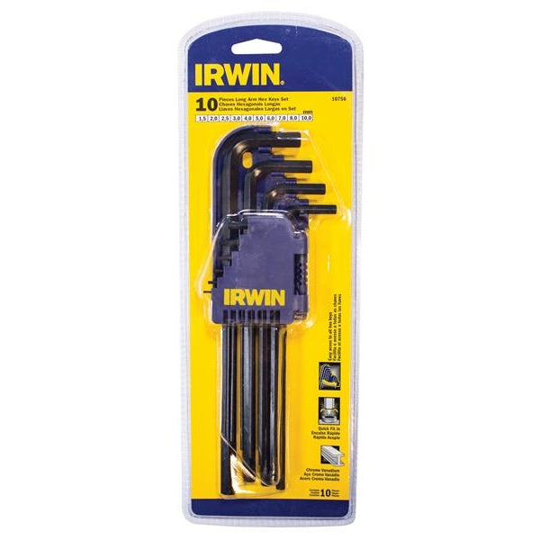 IRWIN® T10756 Metric Long Arm Hex Key Set, 10 Piece