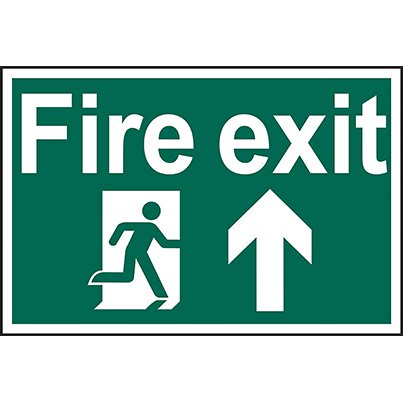 FIRE EXIT RUNNING MAN ARROW UP - PVC (300 X 200MM) - Watson Hire
