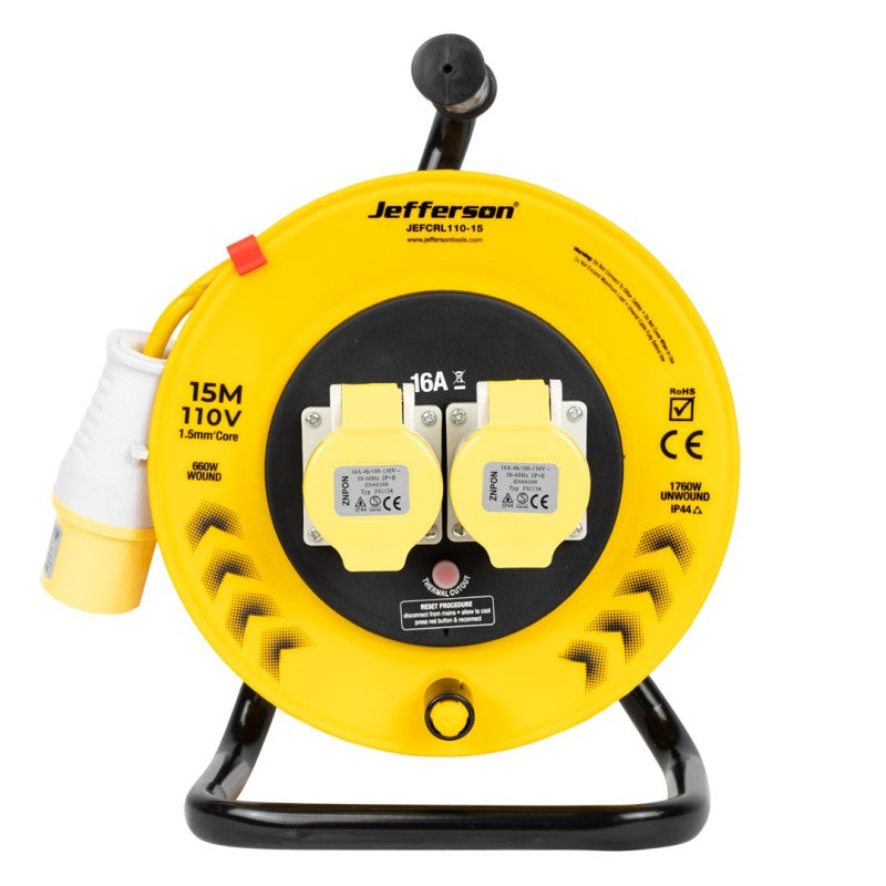 JEFFERSON 110V CABLE REEL 15M 16A