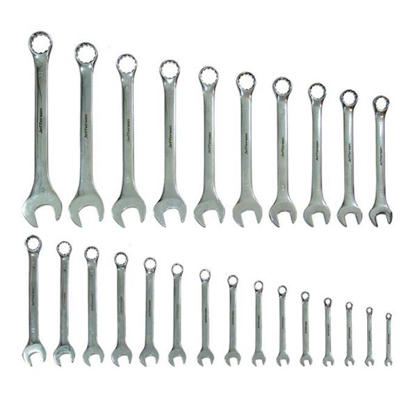 JEFFERSON 25 PIECE MIRROR POLISHED COMBINATION SPANNER SET