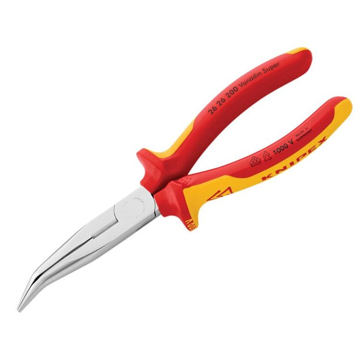 Knipex VDE Long Bent Snipe Nose Side Cutting Pliers 200mm