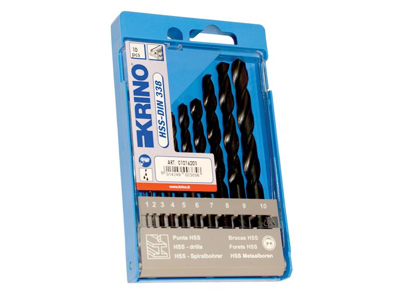 Krino Rolled HSS Twist Drill Bit Set, 10 Piece