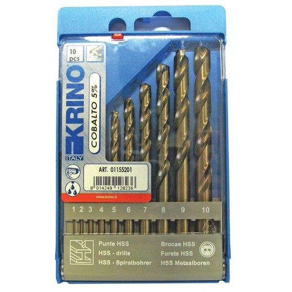 Krino Cobalt HSS Twist Drill Bit Set, 10 Piece