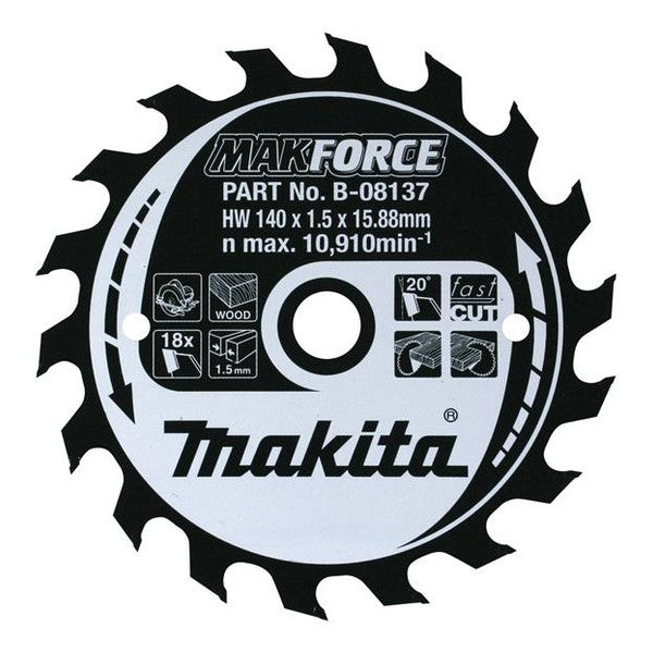 Makita B-08202 MAKFORCE TCT Circular Saw Blade 185 x 16mm x 16T - Watson Hire