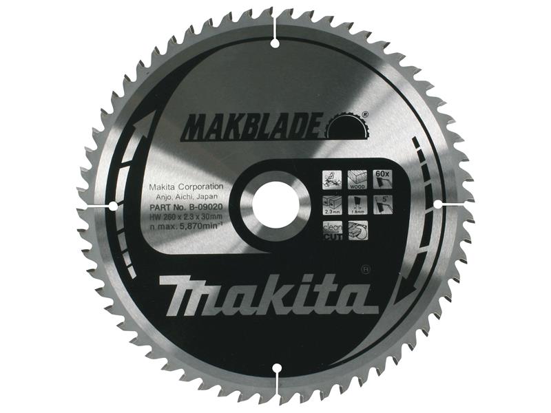 Makita B-09020 MAKBLADE PLUS® TCT Circular Saw Blade 260 x 30mm x 60T