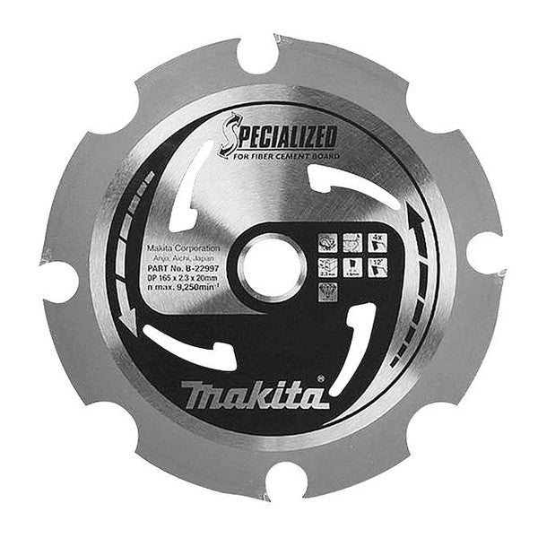 Makita B-22997 Specialized Blade for Fibre Cement Board 165 x 20mm x 4T - Watson Hire