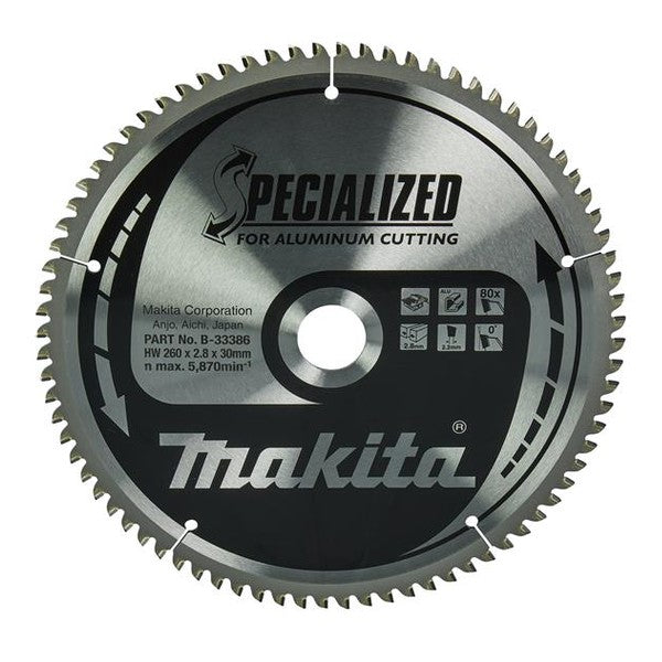 Makita B-33386 Specialized Aluminium Saw Blade 260 x 30mm x 80T