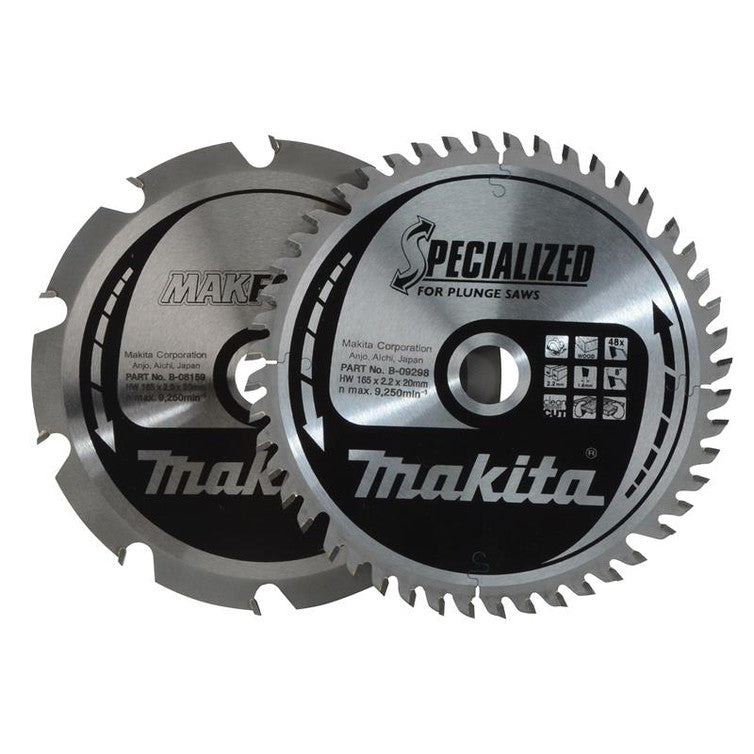 Makita B-49345 Specialized Plunge Cut Saw Blade 165 x 20mm x 10T/48T (Twin Pack)