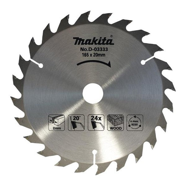 Makita D-03333 TCT Circular Saw Blade 165 x 20mm x 24T