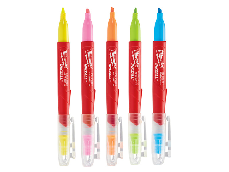 Milwaukee Hand Tools INKZALL™ Highlighter Assorted Colours (Pack 5)