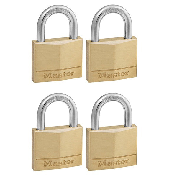 Master Lock Solid Brass 40mm Padlock 4-Pin - Keyed Alike x 4