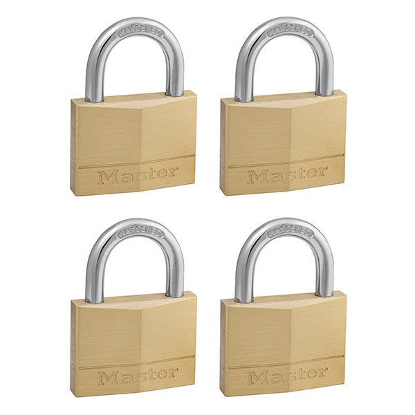 Master Lock Solid Brass 50mm Padlock 5-Pin - Keyed Alike x 4 - Watson Hire