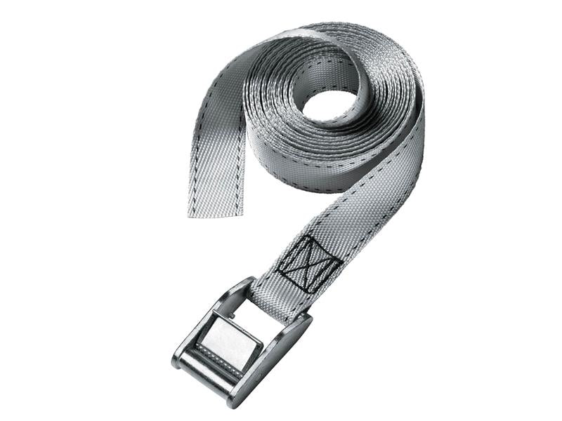 Master Lock Lashing Strap with Metal Buckle, Grey 2.5m 150kg (Pack 2)
