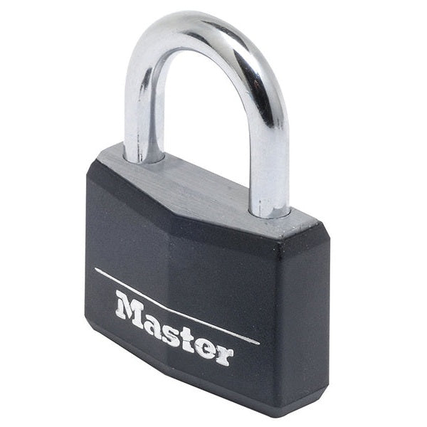Master Lock Aluminium Black Vinyl Cover 50mm Padlock 4-Pin