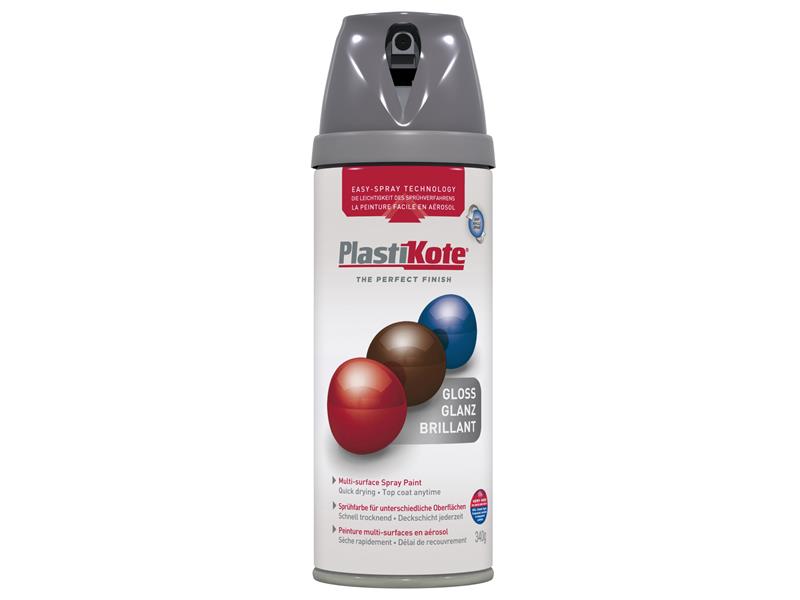 PlastiKote Twist & Spray Gloss Medium Grey 400ml
