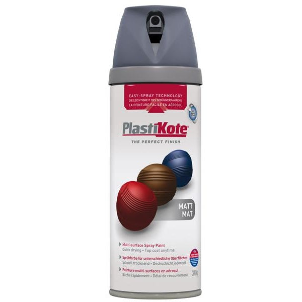 PlastiKote Twist & Spray Matt Grey 400ml
