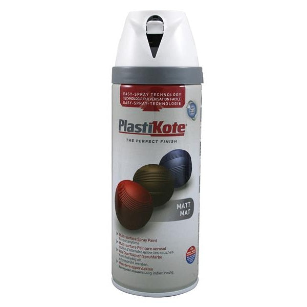 PlastiKote Twist & Spray Matt Pure Brilliant White 400ml
