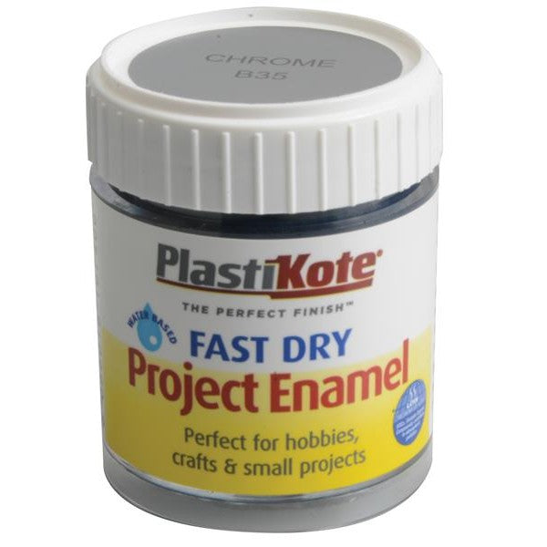 PlastiKote Fast Dry Enamel Paint B35 Bottle Chrome 59ml