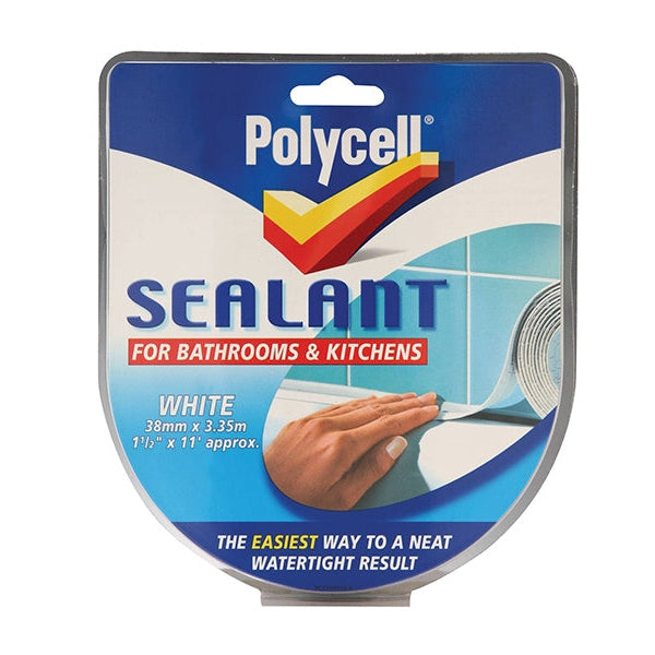 Polycell Sealant Strip Kitchen / Bathroom White 41mm