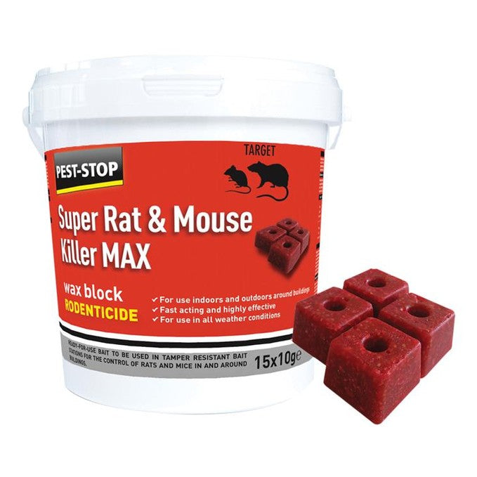 Pest-Stop (Pelsis Group) Super Rat & Mouse Killer MAX Wax Blocks - Watson Hire
