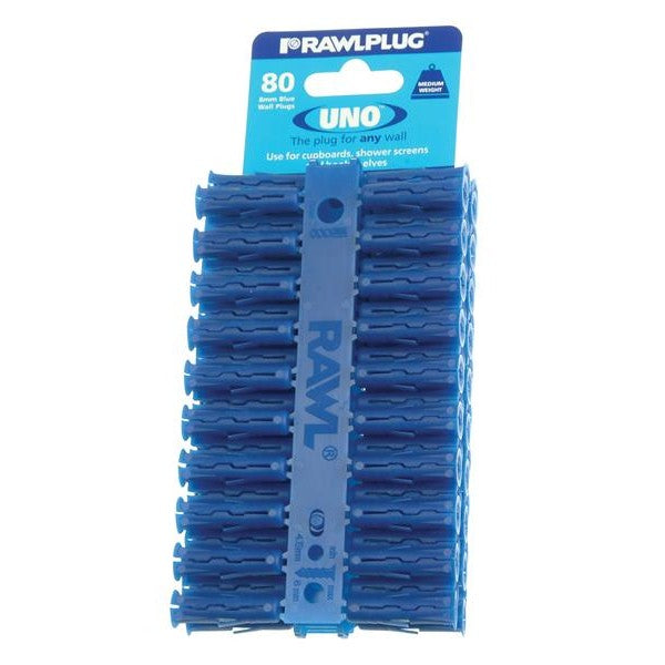 Rawlplug Blue UNO® Plugs 8 x 32mm (Card 80)