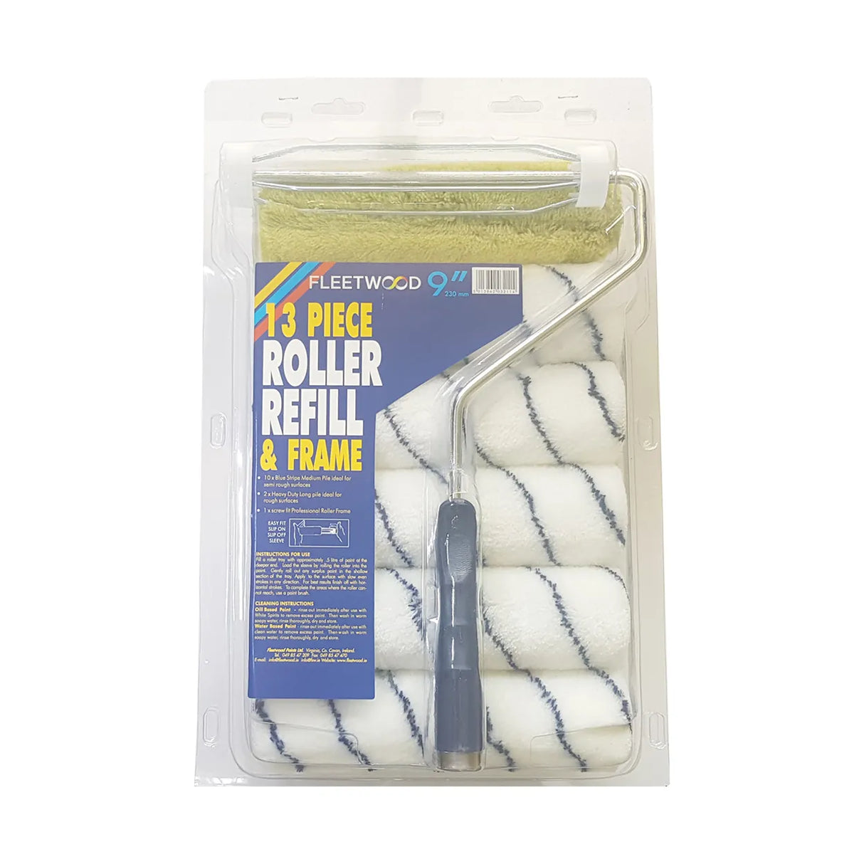 FLEETWOOD 13PC ROLLER REFIL AND FRAME 9"