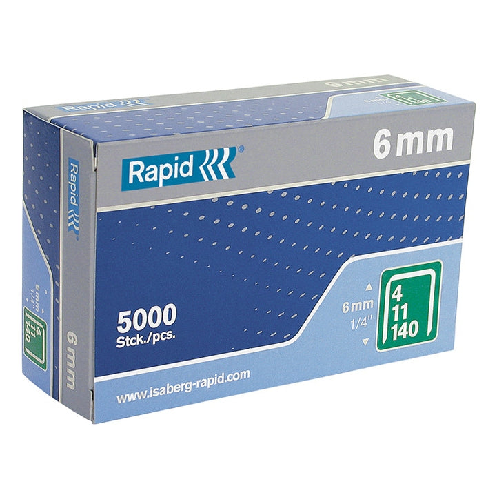 Rapid 140/6 6mm Galvanised Staples (Box 5000)