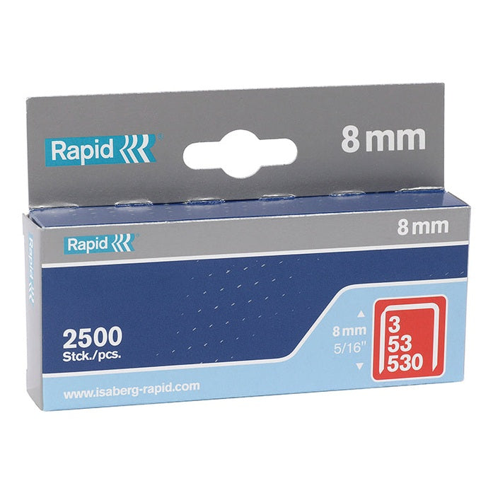 Rapid 53/8B 8mm Galvanised Staples (Box 2500)