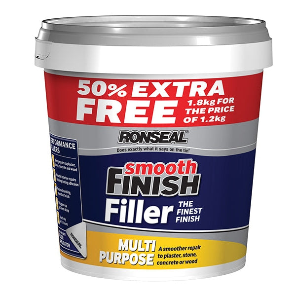Ronseal Smooth Finish Multipurpose Wall Filler Ready Mixed 1.2kg +50% - Watson Hire