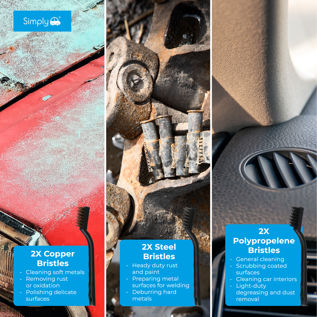 SIMPLY AUTO 6PC WIRE BRUSH SET