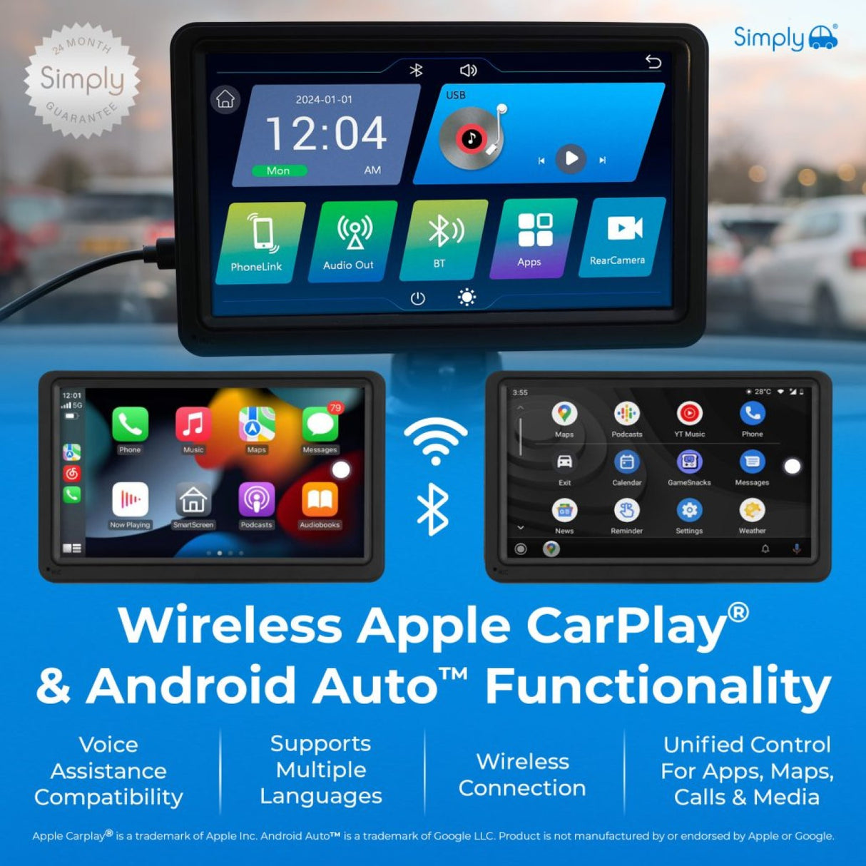 SIMPLY AUTO SMART IN CAR DISPLAY WITH REAR CAMERA