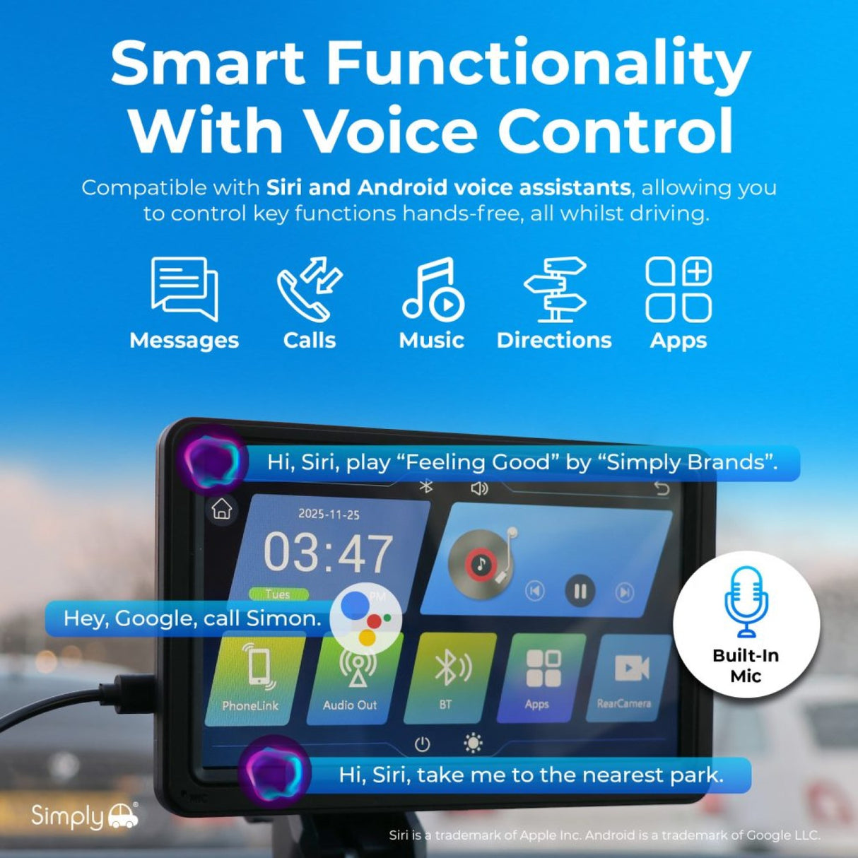 SIMPLY AUTO SMART IN CAR DISPLAY WITH REAR CAMERA