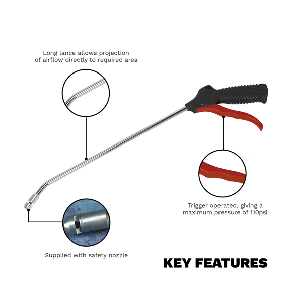 Air Blow Gun 330mm with Safety Nozzle