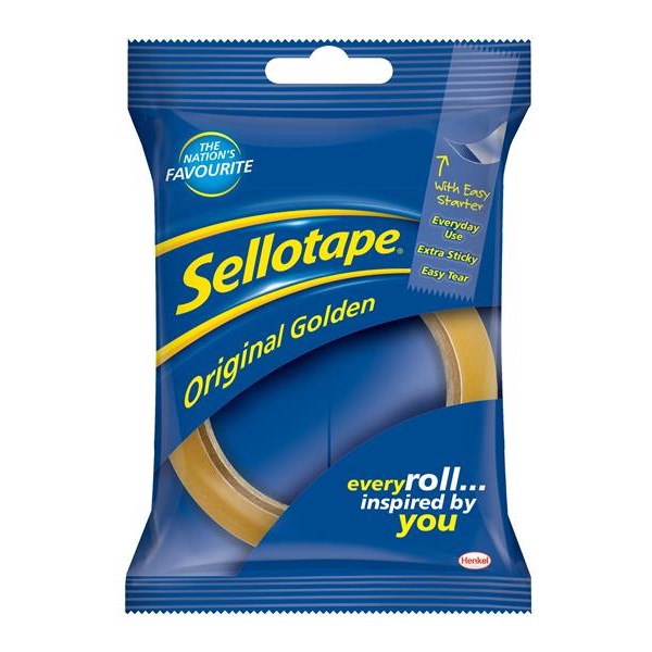 Sellotape Original Golden Sticky Tape - 1 Roll 24mm x 50m
