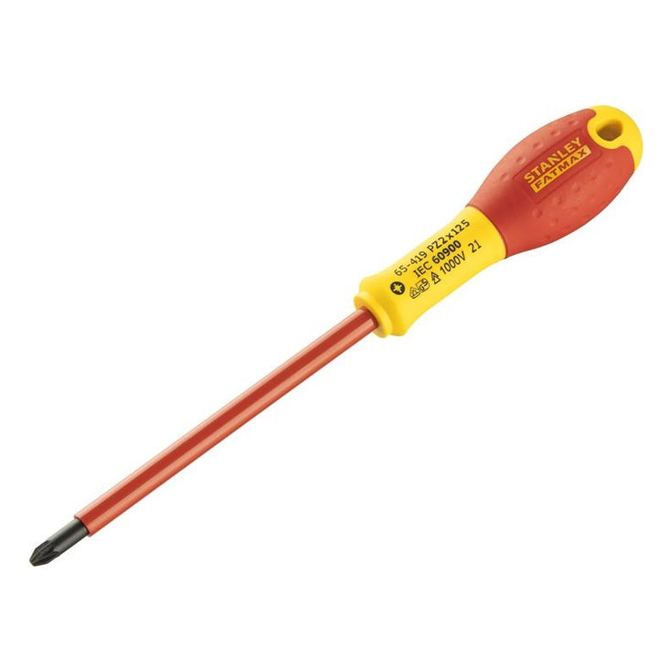 STANLEY® FatMax® VDE Insulated Screwdriver Pozidriv Tip PZ2 x 125mm