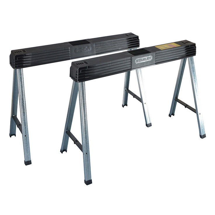 STANLEY® Folding Metal Leg Sawhorses (Twin Pack) - Watson Hire