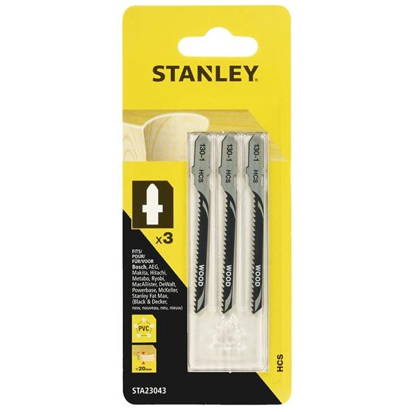 STANLEY® HCS Curved Wood T-Shank Jigsaw Blade (Pack 3)