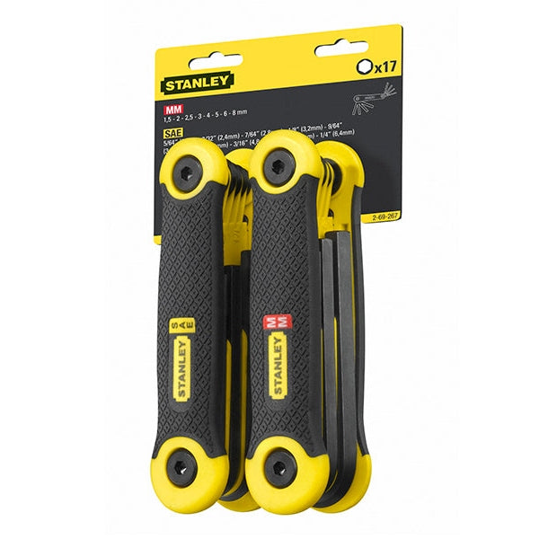 STANLEY® Metric & Imperial Folding Hexagon Key Set, 17 Piece